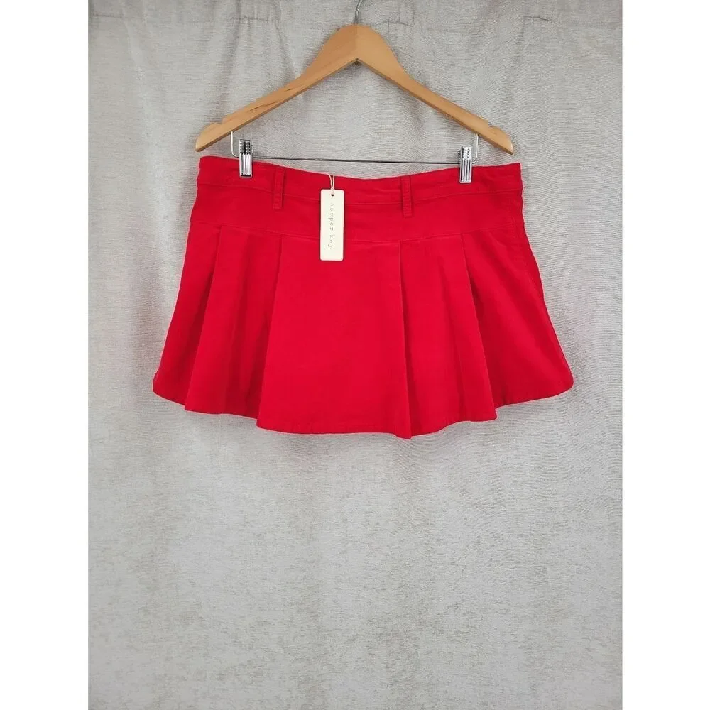 Copper Key Pleated Velvet Mini Skirt Red Pleated Tennis Skort NEW